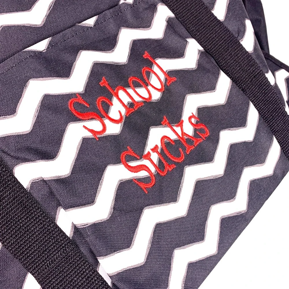 Thirty-One‎ 31 All Day Organizing Tote Black Chevron Red Embroidery School Sucks